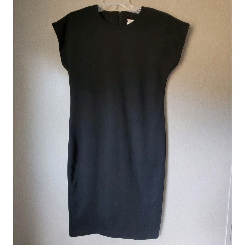 Vintage Studio C Black Sheath Dress ILGWU Union Made USA | Minimalist LBD Size 8